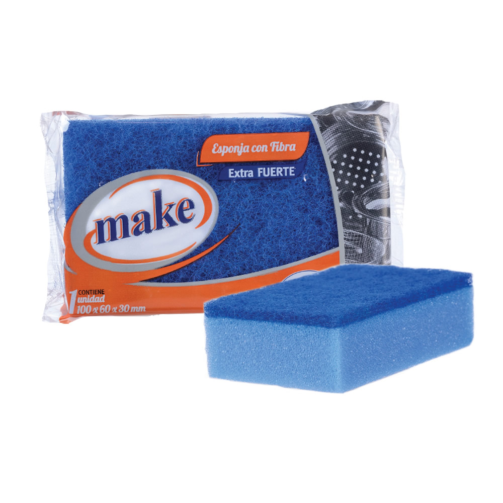 FIBRA ESPONJA EXTRA FUERTE AZUL "MAKE"