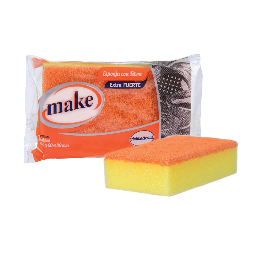 FIBRA ESPONJA EXTRA FUERTE NARANJA "MAKE"