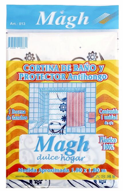 CORTINA DE BAÑO CON PROTECTOR Y GANCHOS "MAGH"  