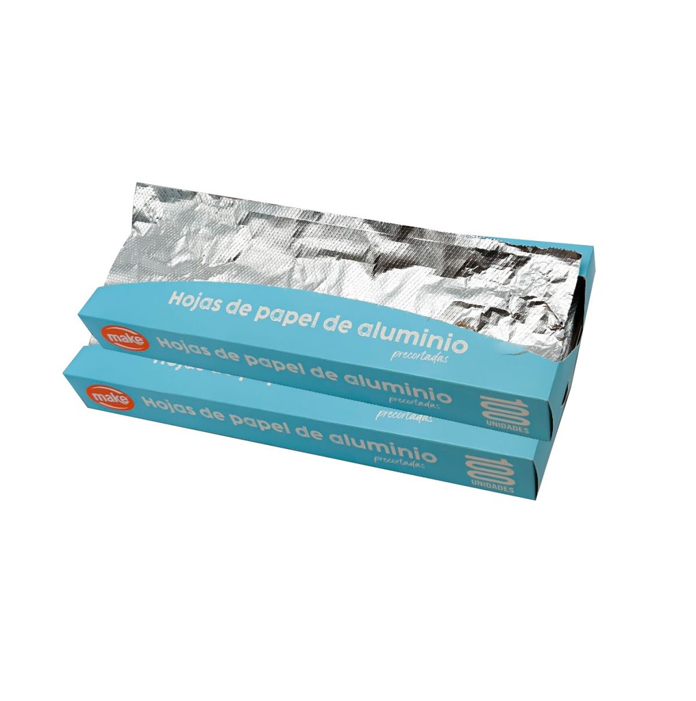 HOJAS DE PAPEL ALUMINIO PRECORTADAS X 100 U "MAKE"