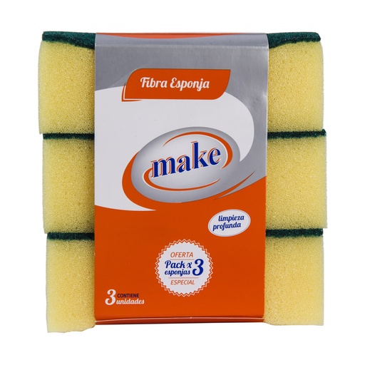 [6247] FIBRA ESPONJA PACK x 3 un.   "MAKE"