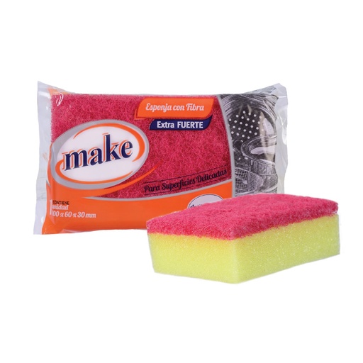 [6805] FIBRA ESPONJA EXTRA FUERTE ROSA "MAKE"