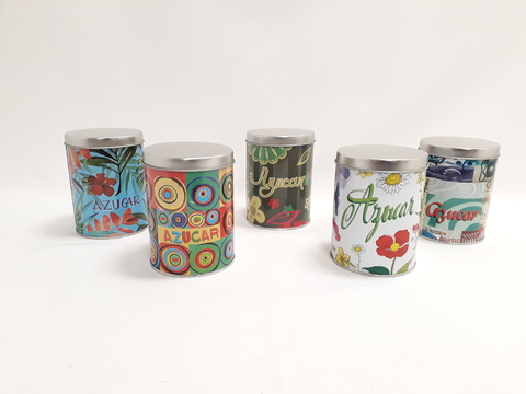 [2092] LATAS METAL AZUCAR/YERBA CHICA