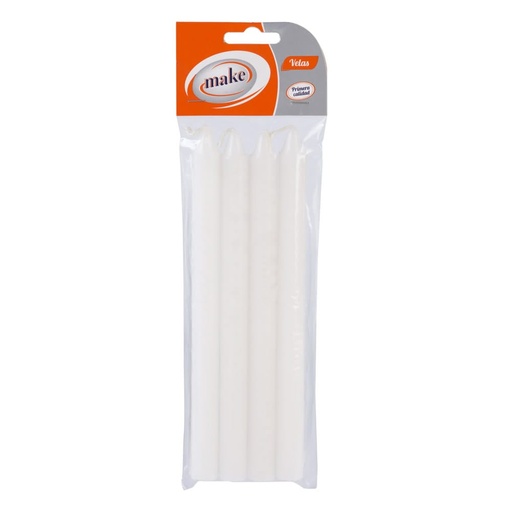 [6541] VELAS 200 mm BLANCA x4 PARAFINA "MAKE"