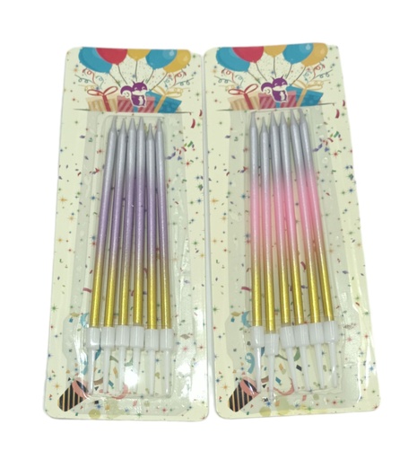 [U7005] VELAS CUMPLEAÑOS DEGRADE 13 cm x 6 un.